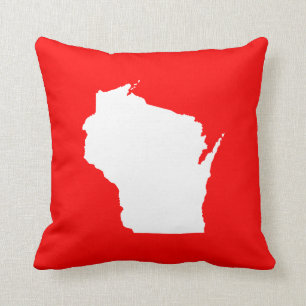 Red and White Wisconsin Cushion