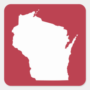 Red and White Wisconsin Square Sticker