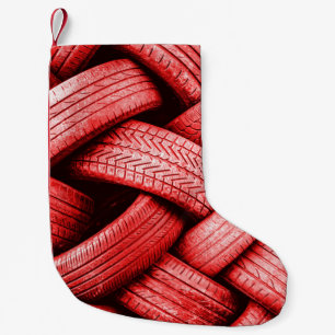 Red and white wooden sticks small christmas stocking