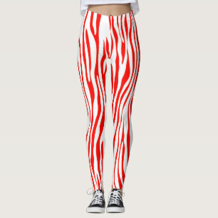 Red and White Zebra Leggings