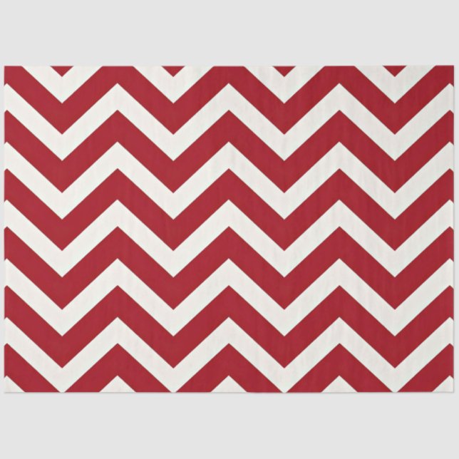 Red and White Zig Zag Stripes Christmas Tissue Paper (Front)