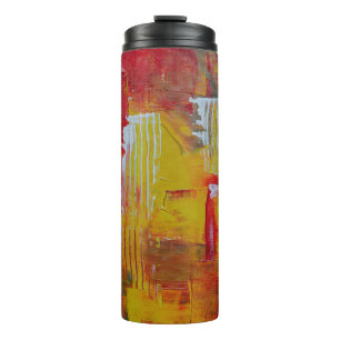 Red and yellow abstract painting thermal tumbler