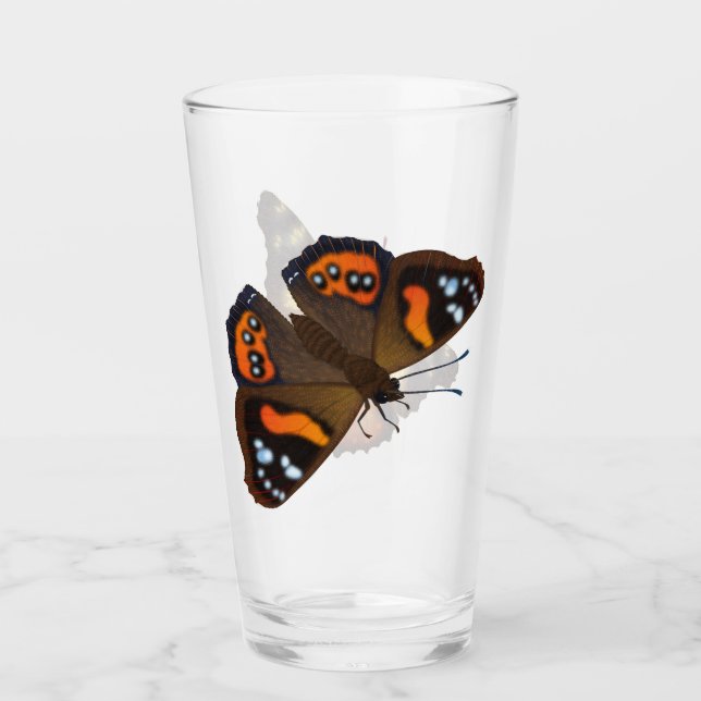 Red and Yellow Admiral Butterflies Glass (Front)
