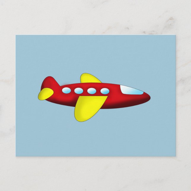 Red and Yellow Aeroplane Postcard (Front)