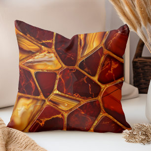 Red and Yellow agate stones mosaic Cushion