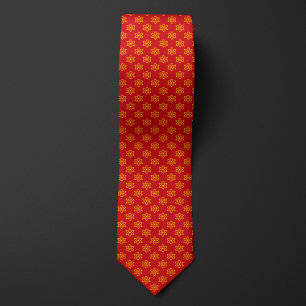 Red and Yellow Atom Pattern Tie