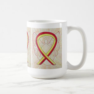 Red and Yellow Awareness Ribbon Angel Art Mug