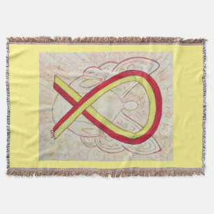 Red and Yellow Awareness Ribbon Angel Blanket