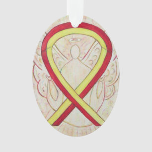 Red and Yellow Awareness Ribbon Angel Ornament