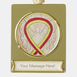 Red and Yellow Awareness Ribbon Angel Ornament