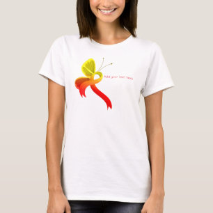 Red and Yellow Awareness Ribbon Butterfly T-Shirt
