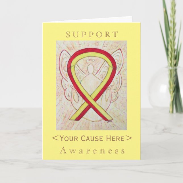 Red and Yellow Awareness Ribbon Customised Card (Front)