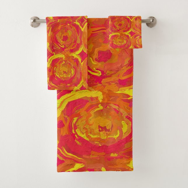 Red and Yellow Bath Towel Set (Insitu)