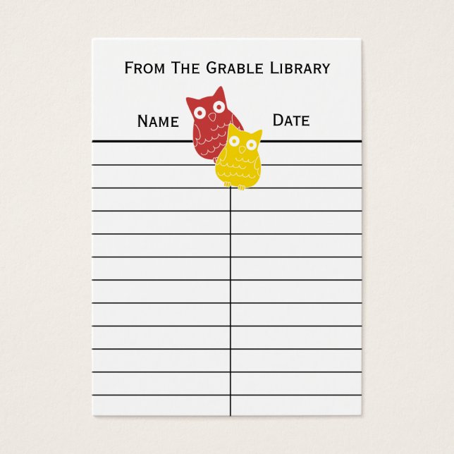 Red and Yellow  Book Return Cards (Front)