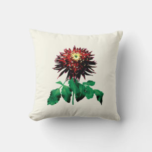 Red and Yellow Cactus Dahlia Cushion