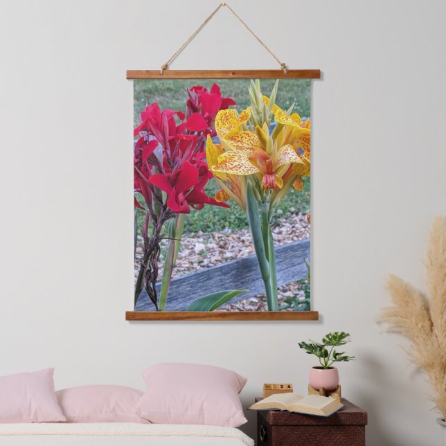 Red and Yellow Canna Lilies Floral Hanging Tapestry (Bedroom)