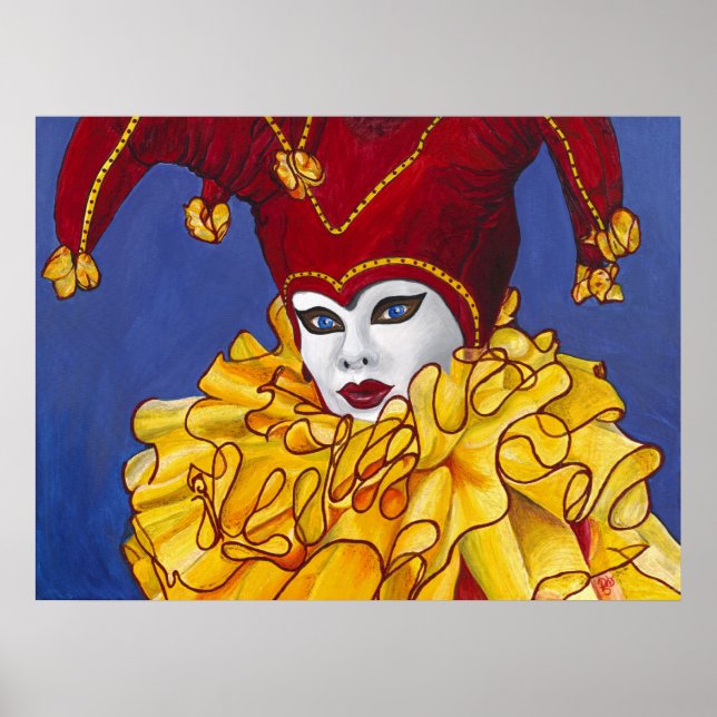 Red and Yellow Carnival Jester Print (Front)