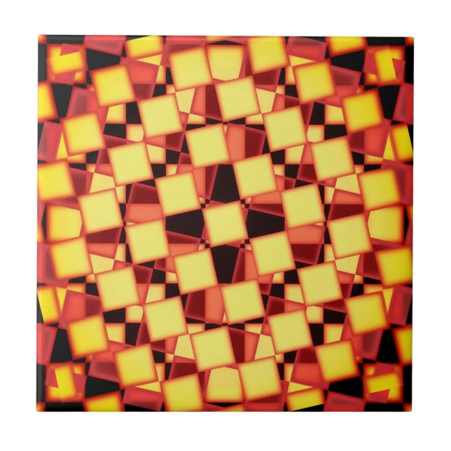 Red and yellow checkered pattern tile (Front)