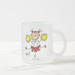 Red and Yellow Cheerleader T-shirts and GIfts Frosted Glass Coffee Mug