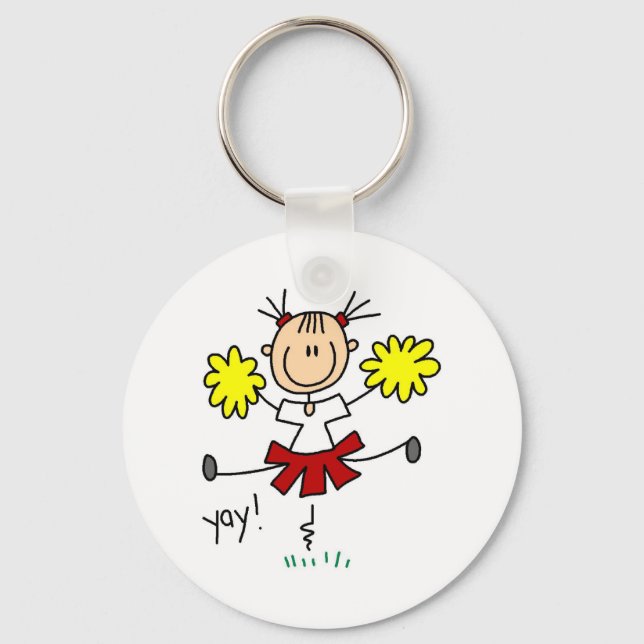 Red and Yellow Cheerleader T-shirts and GIfts Key Ring (Front)