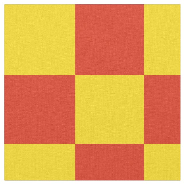 Red and yellow chequerboard pattern fabric (Close Up)