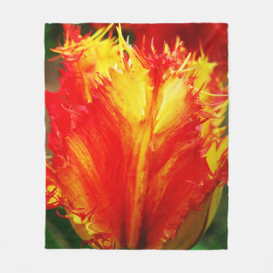 Red And Yellow Close-up  Curly Tulip Fleece Blanket