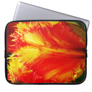Red And Yellow Close-up Curly Tulip Laptop Sleeve