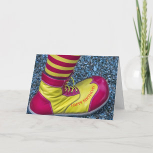 Red and yellow clown shoe birthday card