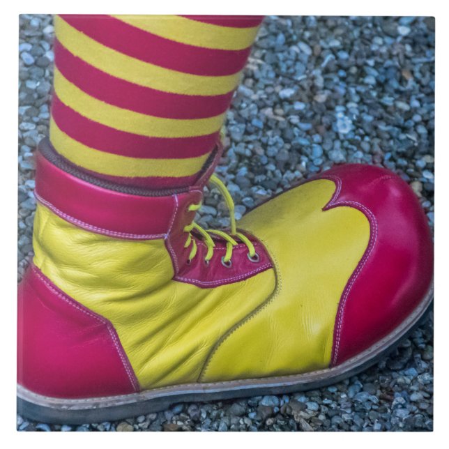 Red and yellow clown shoe ceramic tile (Front)