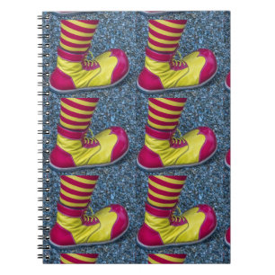 Red and yellow clown shoe notebook