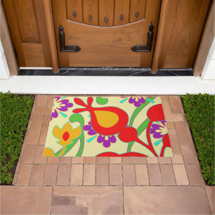 Red And Yellow Colorful Modern Abstract  Door Mat