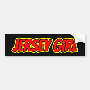 Red and Yellow Comic Jersey Girl Bumper Sticker