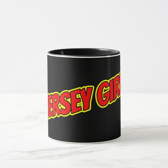 Red and Yellow Comic Jersey Girl  Mug (Center)