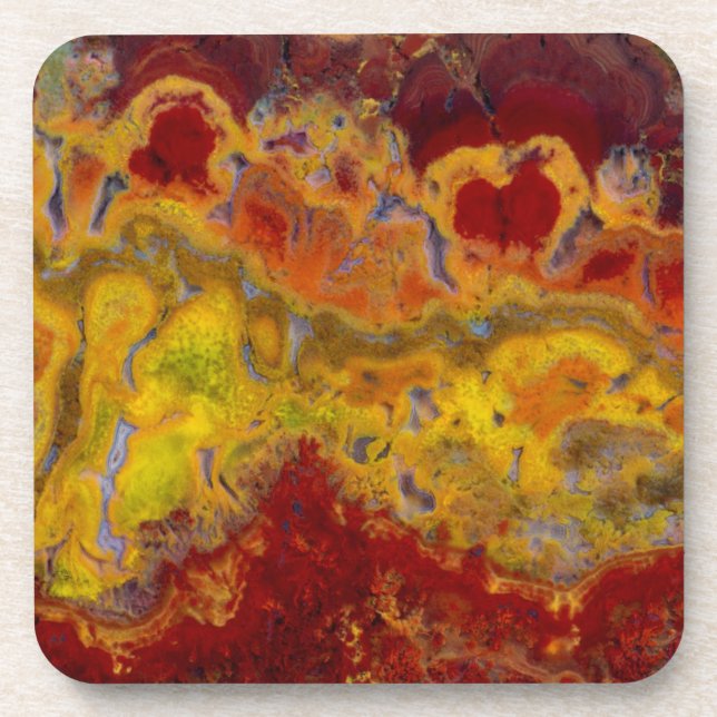 Red and yellow Crayloa Jasper Coaster (Front)