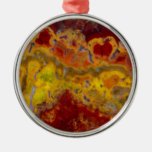 Red and yellow Crayloa Jasper Metal Tree Decoration