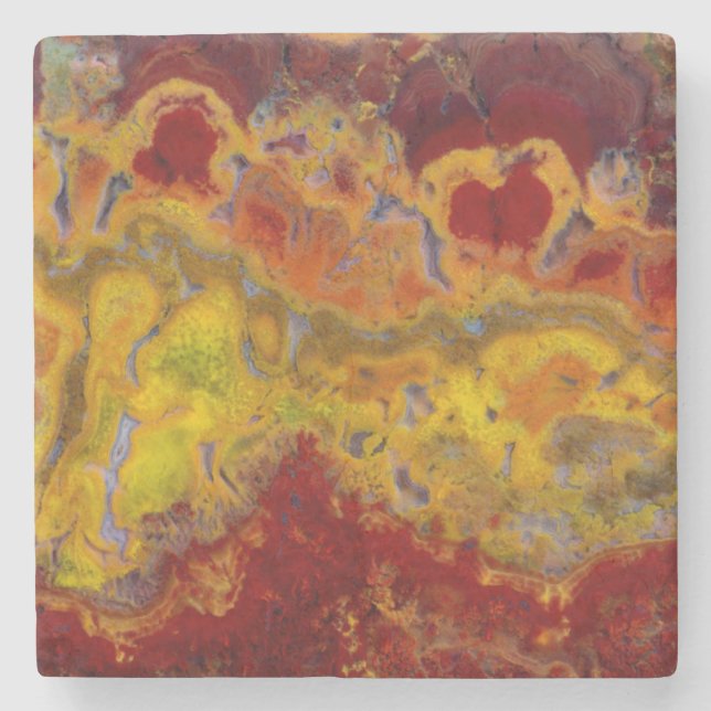 Red and yellow Crayloa Jasper Stone Coaster (Front)