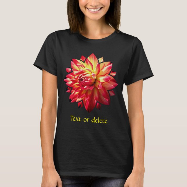 Red And Yellow Dahlia Flower Personalized T-Shirt (Front)