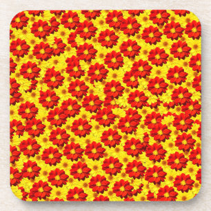 Red and yellow dahlia flowers coaster