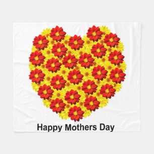 Red and yellow dahlia flowers Happy Mothers Day Fleece Blanket