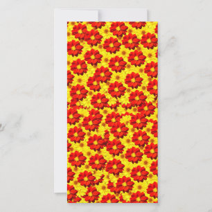 Red and yellow dahlia flowers holiday card
