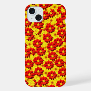 Red and yellow dahlia flowers iPhone 15 plus case