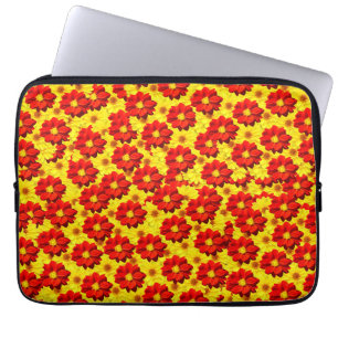 Red and yellow dahlia flowers laptop sleeve