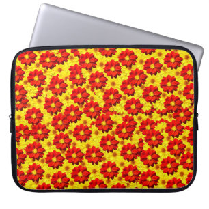 Red and yellow dahlia flowers laptop sleeve