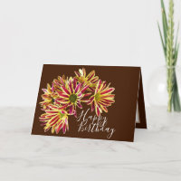 Red and Yellow Daisies Chocolate Brown Background