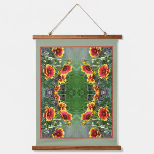 Red And Yellow Daisy Blanket Flower Abstract Hanging Tapestry