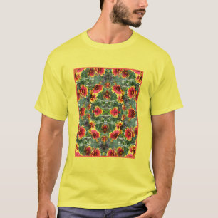 Red And Yellow Daisy Flowers Abstract T-Shirt