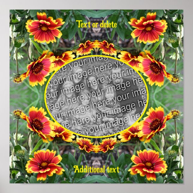 Red And Yellow Daisy Frame Create Your Own Photo Poster (Front)