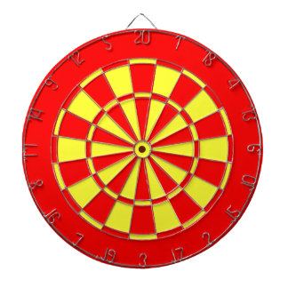 Red and yellow dartboard