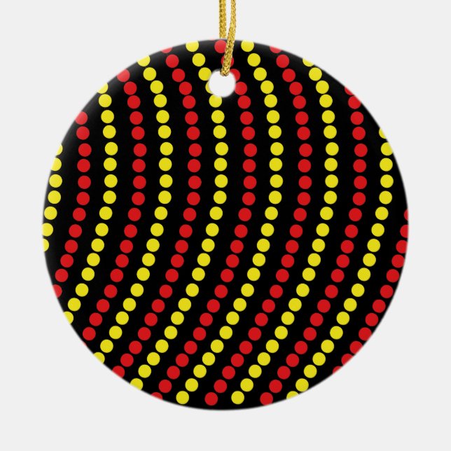 Red and Yellow Dots Cool Ceramic Tree Decoration (Front)
