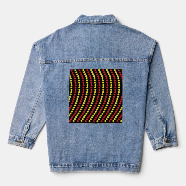 Red and Yellow Dots Cool Denim Jacket (Back)